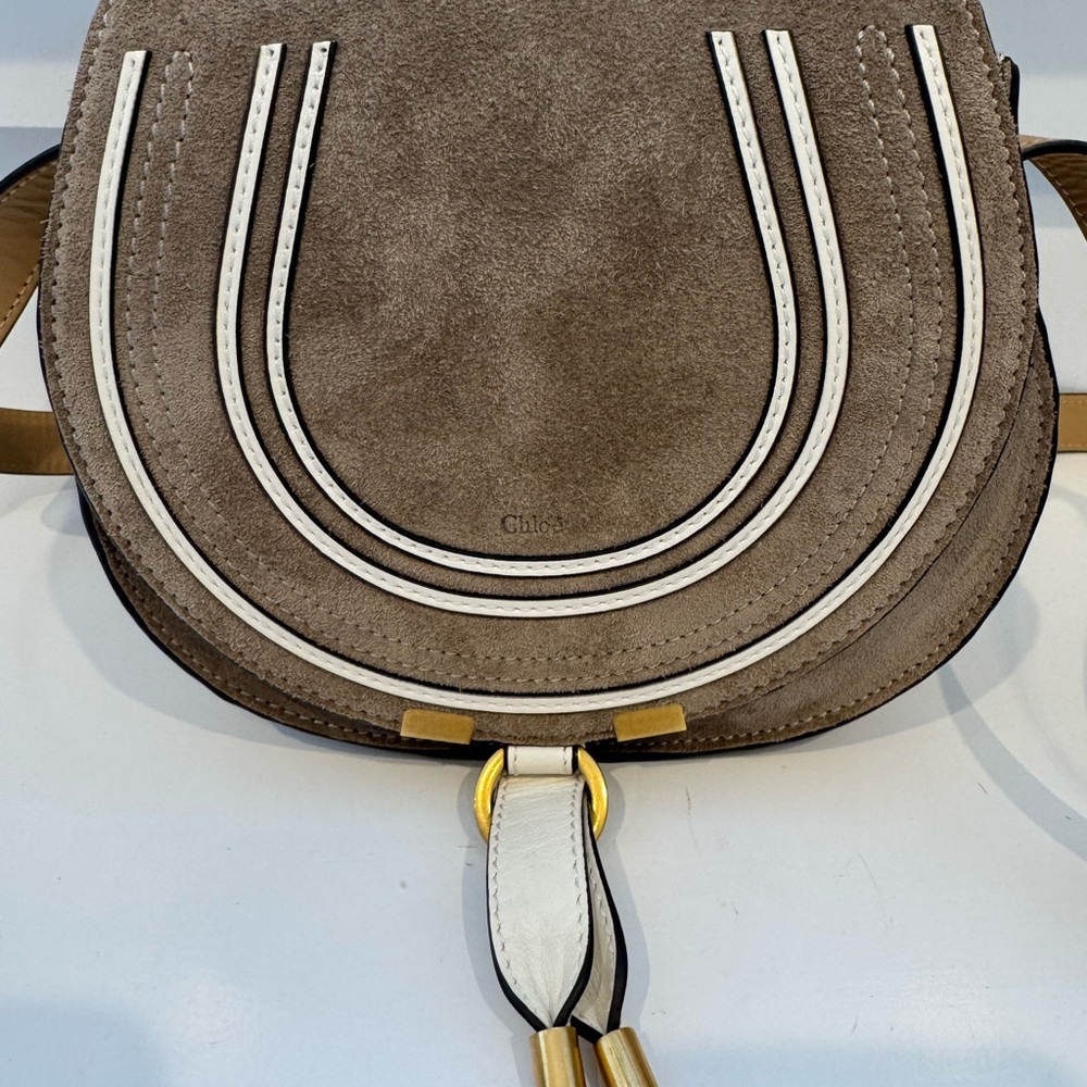 Chloe tan suede barely worn small Marcie crossbody bag